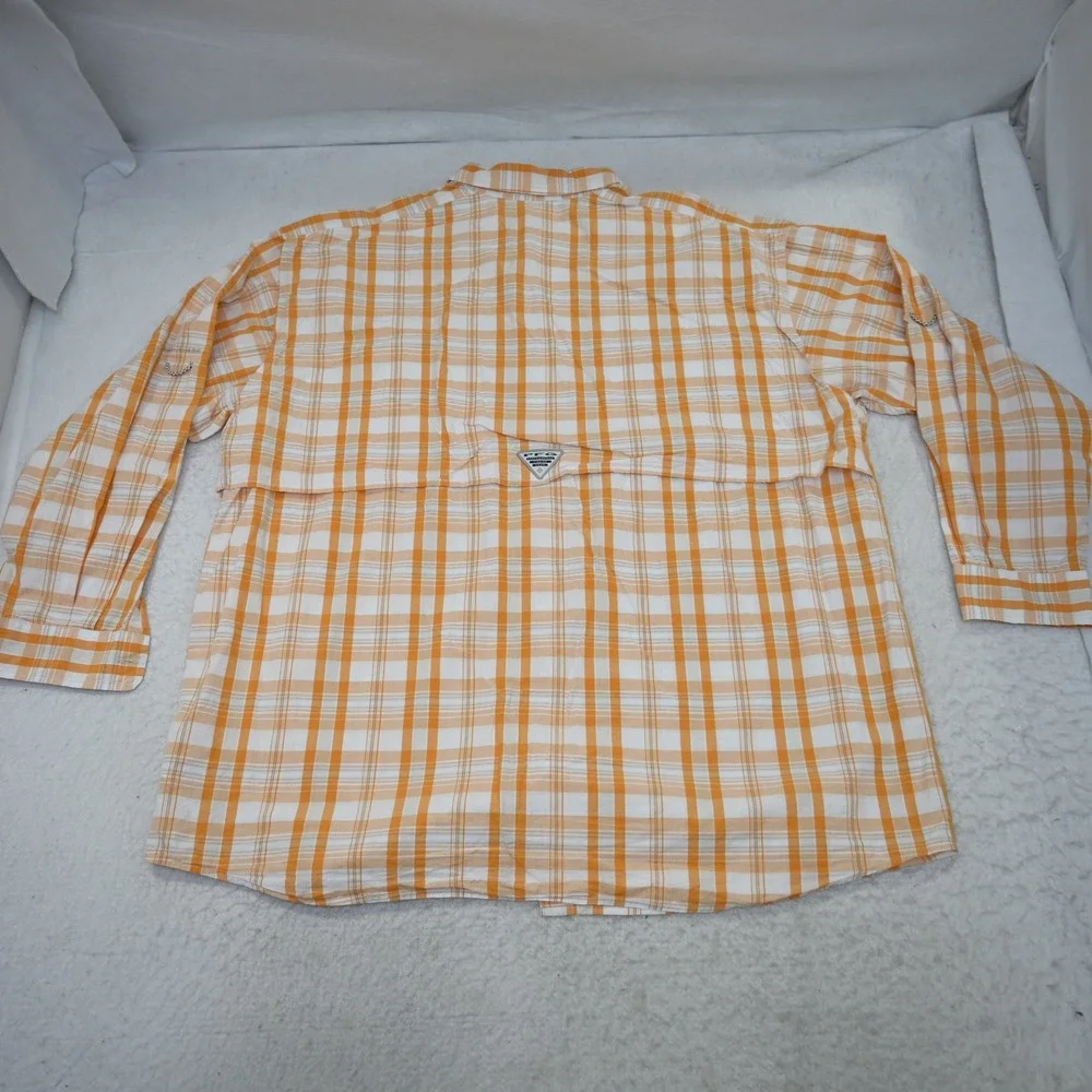 Columbia Vented Fishing Shirt Mens XXL Tennessee Vols Orange Plaid PFG Long